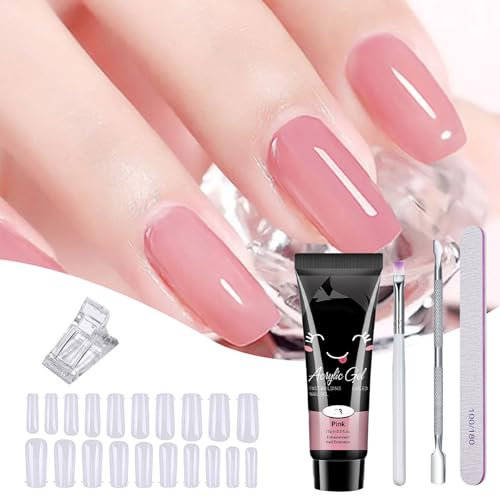 Kit Acrygel Unghie Completo,Kit Polygel Unghie,Polygel per Unghie,Poly Nail Gel Acrilico,Gel Unghie Ricostruzione,per Principianti e Professionisti Manicure da Salone