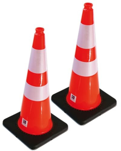 AUA SIGNALETIQUE - Cône De Signalisation Réfléchissant Classe 2 - Hauteur 75 cm - Base Noire Lestée 3,2 Kg - Cône de sécurité Chantier K5A (2)