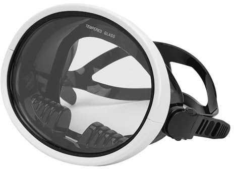 Universella dykglasögon med högupplöst härdat glas, vattentäta silikonglasögon för snorkling, simning vuxna, 180 graders panoramautsikt (svart och vit)