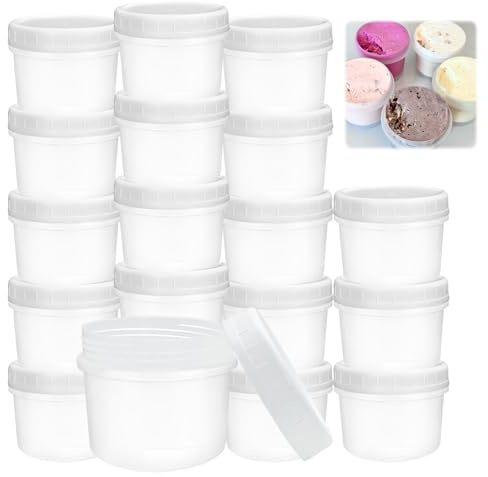 LPEPLL Lot de 20 Pots Alimentaires 160ML avec Couvercles Hermétiques, Contenants Plastique Réutilisables Sans BPA pour Yaourt, Sauces, Collations, Préparation de Repas, Déplacement