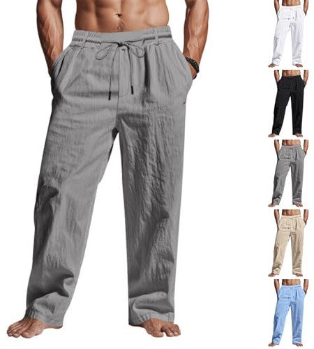 Generisch Hose Herren Cargohosen Sale Casual Sommerhose Baumwolle Cargo Hose Outlet Junge Jogginghose Einfarbige Lässig Kletterhose Schwarz Freizeithose Slim Fit Strandhose Prime Dunkelgrau XL