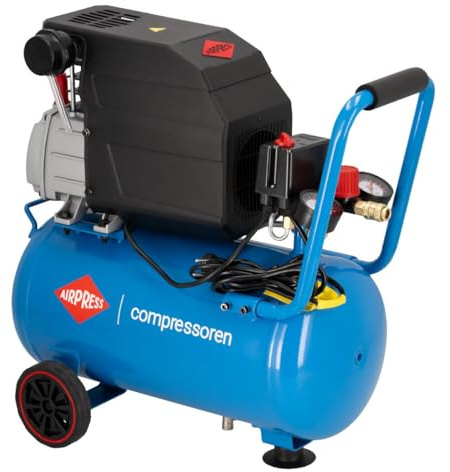 AIRPRESS - Compresor HL 260-25 8 bar 2 CV/1.5 kW 206 l/min 24 l - Compresor aire con ruedas - Compresor de aire 24 litros para usuarios doméstico, talleres y aficionados.