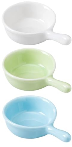 VALICLUD Set 3 Pezzi di Ciotole in Ceramica per Alimenti con Manico, Facili da Pulire e Maneggiare, Contenitori Portatili per Cibo per Porcellini D'india e Piccoli Animali Colore Casuale