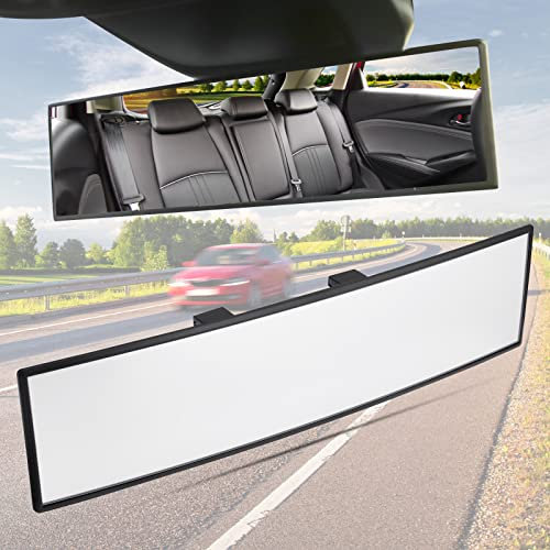 JoyTutus Rear View Mirror, Universal 11.81 Inch Panoramic Convex Rearview Mirror, Interior Clip-on Wide Angle Rear View Mirror to Reduce Blind Spot Effectively for Car SUV Trucks -Clear(300 X 80mm)