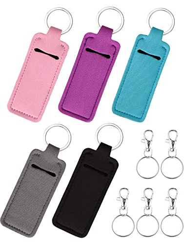 Lot de 5 porte-clefs pour baume à lèvres avec clip pour rouge à lèvres et gloss