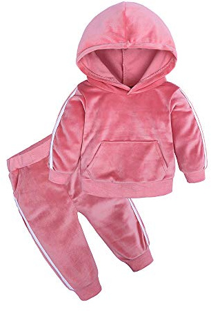 MYGBCPJS Boys Girls 2 Pcs Velour Tracksuit Sweatsuit Toddler Kids Long Sleeve Pullover Hoodie + Elastic Waist Sweatpants Set