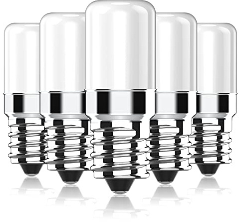 RuLEDne LED Kühlschranklampe, E14 LED Leuchten, 2 W Ersatz für 15 W 20 W 25 W Halogenlampen or Incandescent, Warmweiß 2700 K, Fridge Lamp 170 lm, 360° Abstrahlwinkel, Nicht Dimmbar AC 230 V, 5er Pack