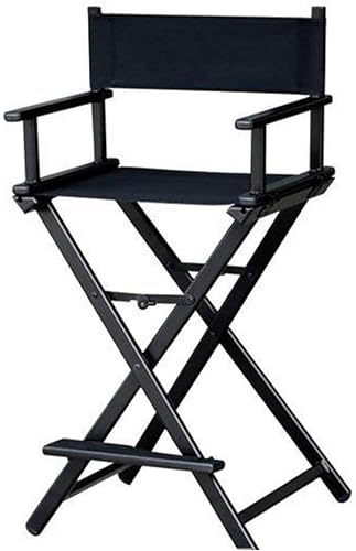 Regiestuhl, Make-up-Künstlerstuhl, Klappstuhl, tragbarer Aluminiumstuhl, faltbarer Make-up-Künstlerstuhl, hoher Outdoor-Stuhl, geeignet für Ankleidezimmer, Schönheitssalon, Studio (Farbe: Schwarz)