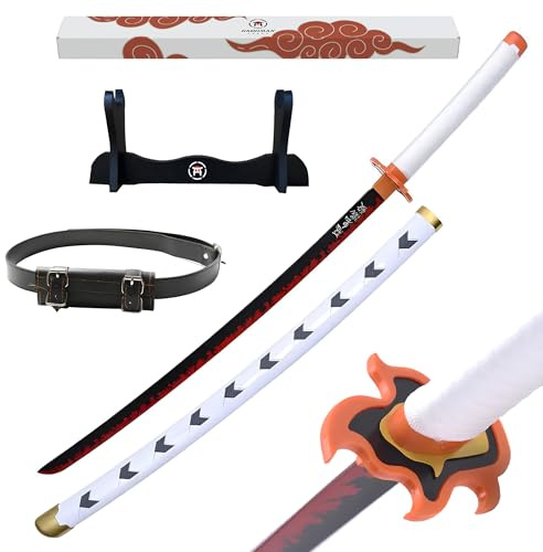 Hashiman Accesorio de Cosplay de Madera con Soporte y Cinturón – Prop Decorativo Estilo Anime para Disfraces Adultos y Niños 103 cm (Kyojuro Rengoku)