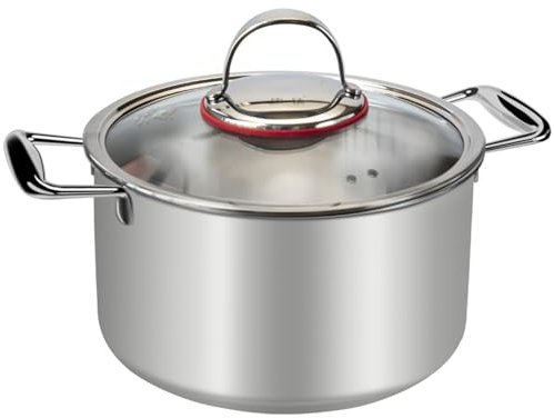 Pentola In Titanio Puro, Pentola In Titanio Con Coperchio Visibile, Pentole Resistenti Per Cucina Domestica E Ristorante Cucinare Spaghetti/Zuppa Bollente/Stufato Di Manzo, Lavabile In Lavastoviglie