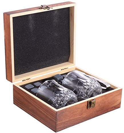 UTHCLO Whiskey Rocks Chilling Stones Marble Ice Cube for Men Natural Food-Grade Marble Wooden Box