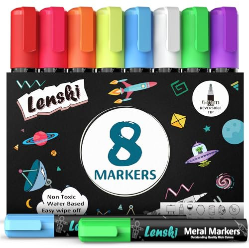 Lenski Adventskalender Füllung Kinder, 8 Farben Kreidestifte für Tafel Abwaschbar 6mm Kreidestifte für Fenster, Kreidestift Kreidemarker Fenster, Fensterkreide Stifte Kinder, Glasmalstifte