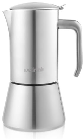 wedrink Stovetop Coffee Makers Stainless Steel Moka Pot for Induction | 4 Cups Coffee Percolator Pot Coffee Espresso Maker Sliver (4 cupx50ml)