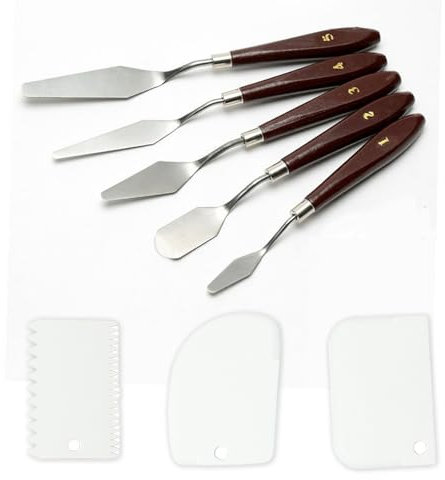Winkelpalette, Sonwaha 8 Stück Winkelpalette Torte Tortenmesser Tortenspachtel Tortenstreicher Tortenpalette Streichpalette für Torten Inklusive 3 Stück Tortenspachtel und 5 Stück Smoother