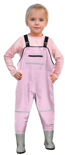 Kids Chest Waders Youth Fishing Waders Toddler Children Wader Waterproof Unisex Waders with Rain Boots (3-4 Years)