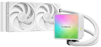 Sudokoo NEXAURA 240 WeIß CPU Wasserkühlung : AIO Wasserkühlung 240mm mit 2x FDB PWM Lüfter & ARGB PWM Pumpe van 2500–3600 RPM - CPU Kühler TDP 280W für Intel LGA 1851/1700/1200/115X & AMD AM5/AM4