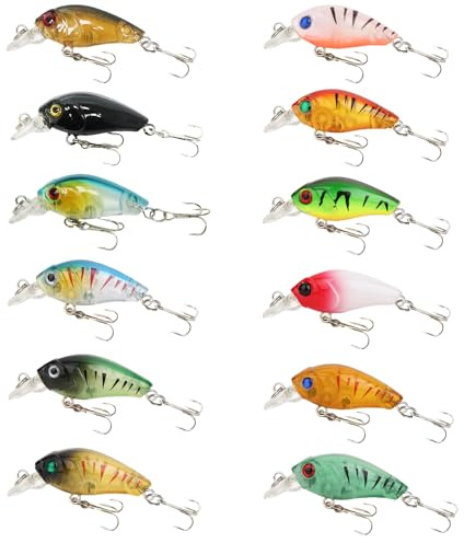 Kasoud Fishing Lure Set, Fishing Bait for Lures Pike and Perch Trout (12)