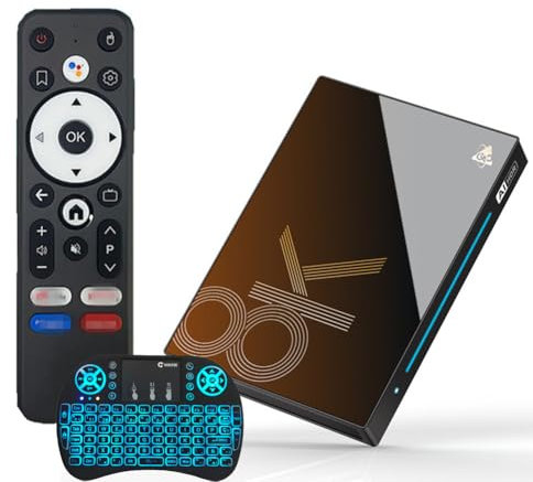 Android 14.0 TV Box 8 GB RAM 128GB Rom, 2025 TV Box Android Wi-Fi 6 2,4 g/5,8G 1000M Ethernet 8K/4K H728 Octa Core BT 5.0 USB 3.0 con Tastiera Mini Wireless,8gb+128gb