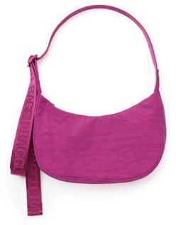 BAGGU Small Nylon Crescent Bag - Deep Fuchsia