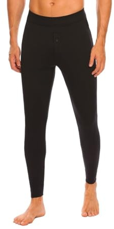 Generico Pack 2 Leggings da Uomo, Termico con Interno Felpato, Meggings con Patta Chiusura a Clip, Tessuto Elasticizzato, 2 Pantaloni Caldi Comodi, Neri