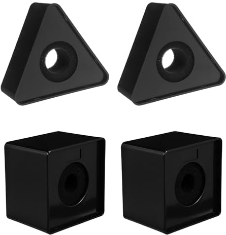 4pcs Microphone Logo Flag Station Triangle Square Abs Black | Interview Prop Setups, Live Interview Use, Quick Installation, Professional Branding, Multi-shape Pack