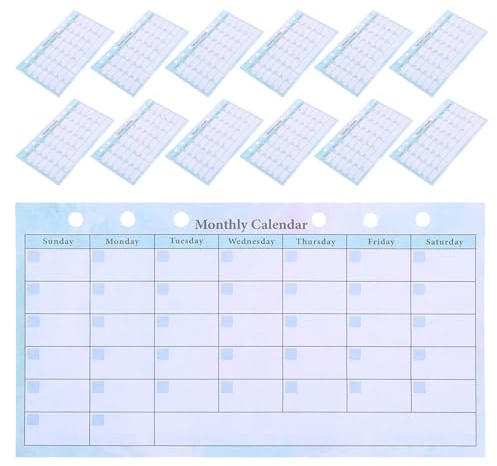 Didiseaon Recambios para Agenda Mensual A6 de 6 Anillas 10 Unidades Papel para Planificador de Presupuesto Insertos para Seguimiento Semanal y Calendario de Gastos Hojas Diseño Degradado