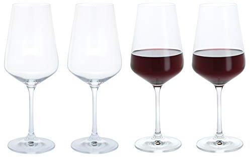 Dartington Crystal Cheers! Red Wine Glass, Set of 4 | Modern Red Wine Glasses | 237mm | 450ml | Dishwasher Safe | Classy and Elegant Glassware | Perfect for Entertaining | Gift for Family or Friends