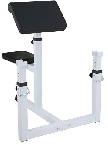 ZenStyle Adjustable Preacher Curl Bench Fitness Weight Bench Seated Isolated Barbell Dumbbell Biceps Training Station Arm Curl Bench for Home Gym