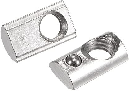 sourcing map M6 T Slot Nuts Roll in Spring T-nut with Ball Carbon Steel for 2020 Series Aluminum Extrusion Profile Rail with 6mm Slot 30Pcs