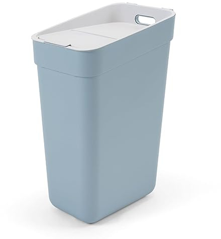 Curver Poubelle de Tri 30L Ready to Collect - Idéal sous Evier - avec Support Mural pour Mur ou Porte - Cuisine, Salle de Bain, Buanderie - 100% Recyclé -Bleu