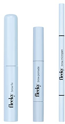 fleeky Augenbrauen-Set Brow Fix, Pomade & Micropen 3in1 - Perfekte Form Schattierung Füllung & Definition für natürliche wischfeste Ergebnisse (brown)