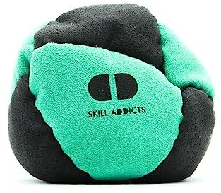 Skill Addicts Footbag - Türkis Schwarz (Freistil Foot Bag für jedes Fähigkeitsniveau, Enthält einen Satz Hackysack-Aufkleber und eine App zum Erlernen von Tricks)