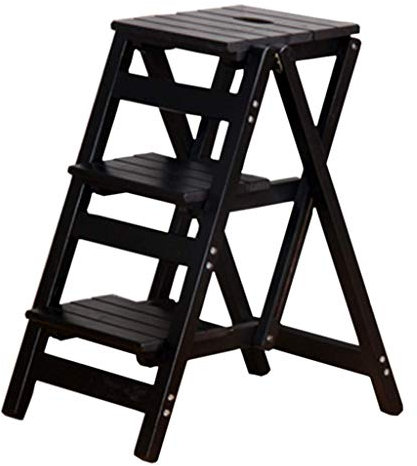 Klappbarer tragbarer Leiter-Tritthocker, 3-Stufen-Treppenstuhl, modischer Massivholz-Klappstuhl, Multifunktions-Trittleiter, zusammenklappbar, Heimbibliothek, Küche, Büro, Stufen, maximale B