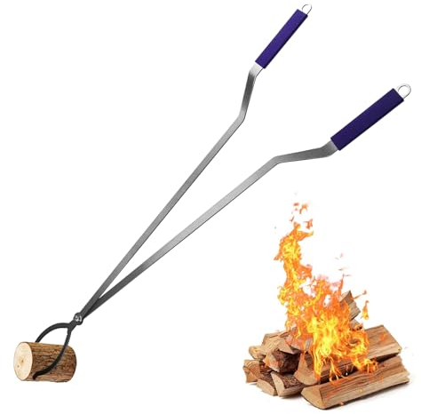 Heavy Duty Kamin Zangen, Feuer Zangen Brennholz Grabber Werkzeug mit Schere Form gezahnt, Log Krallen Zangen für Lagerfeuer Feuerstelle im Freien Indoor, Log Grabber Zangen Rostfest