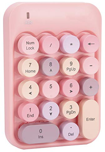 Wireless Numeric Keypad, Digital Numpad 18 Keys Ergonomic Number Pad Keyboard with 2.4G USB Receiver & Cholate Keycap for LaptopPCDesktop(Pink)
