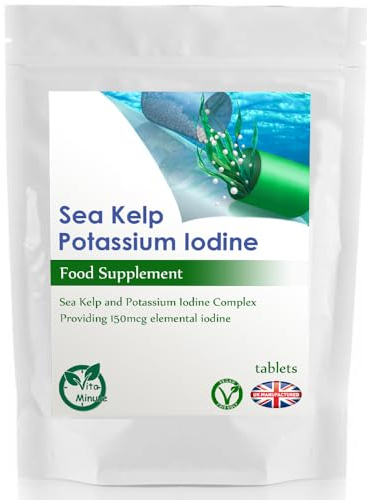 Sea Kelp and Potassium Iodine Tablets | Natural 150mcg Iodine | Thyroid Function, Skin and Brain Health (Pack of 60)