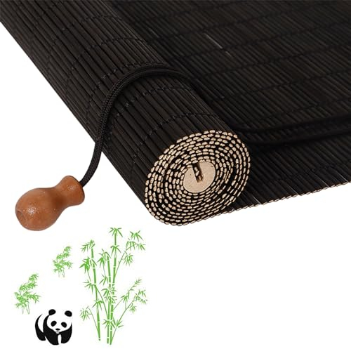 sur Mesure Store Venitien Store Bambou Exterieur Store Occultant Fenetre Tissé à La Main Facile à Installer Convient pour Une Utilisation Intérieure Et Extérieure A+Black