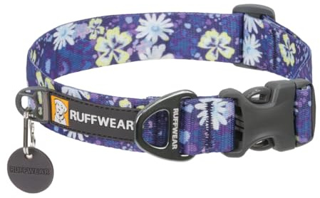 Ruffwear Front Range Large Dog Collar, Pet Dog Collar with Aluminum V-ring Dog Lead Attachment, Comfortable & Strong with Side Buckle & Webbing for Dog Walking, Size L (51-66cm), Wildflower