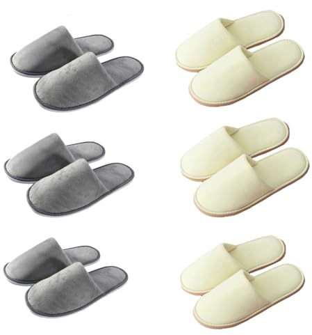 Teceyfeet Zapatillas de casa, 4-6 pares Pantuflas Invitados,Zapatillas de Hotel,Zapatillas Casa Mujer Pantuflas Antideslizante de Invierno Zapatillas Estar por Casa Hombre Pantuflas Slippers