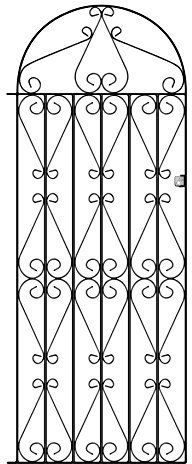 Regent Scroll Tall Bow Top Metal Garden Gate galvanised Wrought Iron Style Swing (762mm Gap x 1753mm High RBZP40)