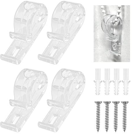 4Sets Roman Blind P Clip,Roman Blind Clips with 4 Screws and 4 Plastic Pillars,Plastic Roman Roller Blind Chain Cord P Clips Hooks,Blind Cord Safety Device,Child Safety Roller Blind Clips for Blinds