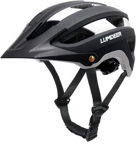 LUMDEER Bike Helmet Men and Women Mountain Bike Helmet with Removable Visor and LED Light Allround Cycling Helmet MTB Helmet for Adults Cycle Helmet Lightweight Bicycle Helmet 57-62cm
