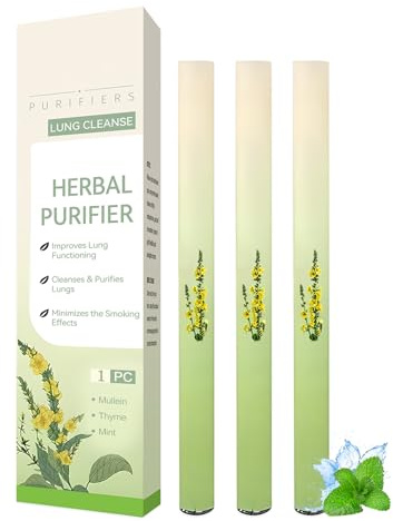 Lungrengöring, 3 stycken örtrenare, mullein ört-lungrengörare, naturlig inhalator stick för breathing ease, uppgraderade örter diffuser pennor, botaniskt andningsstöd penna, mild formel