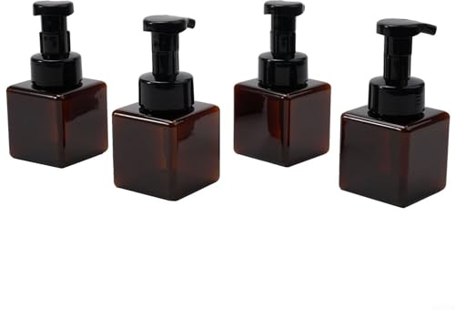 4 flaconi dispenser in schiuma ambrata da 250 ml, pratici per sapone, shampoo e detersivo liquido in qualsiasi ambiente