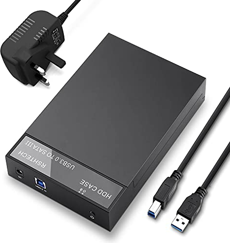 RSHTECH Hard Drive Enclosure, External USB 3.0 to SATA HDD Caddy Portable Disk Case for 2.5 3.5 inch SATA I/II/III HDD SSD, Support UASP & 16TB Drives (Black)
