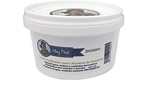 Mary Paint 500/00138 Lasur para Madera de Exterior Satinado, Incoloro, 500 ml
