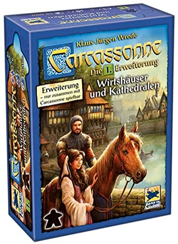 Hans im Glück, Carcassonne – Wirtshäuser und Kathedralen, 1. Erweiterung, Familienspiel, Brettspiel, 2-6 Spieler, Ab 7+ Jahren, 40+ Minuten, Deutsch