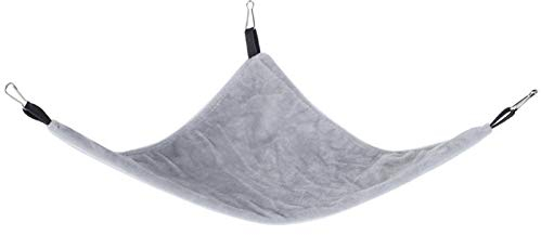 Pssopp Small Pet Hammock Triangle Pet Cage Hammock Hanging Bed Cage Accessories for Hamster Squirrel Sugar Glider Guinea Pig Mice Rats Birds(Grey)