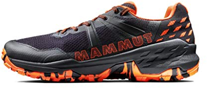 Mammut Sertig II Low Men | Wanderschuhe für Herren, Outdoor Sportschuhe, Leichte Bergschuhe, Schuhe für Hiking & Trekking, Freizeitschuhe für Sport | Black-Vibrant Orange, 8.5