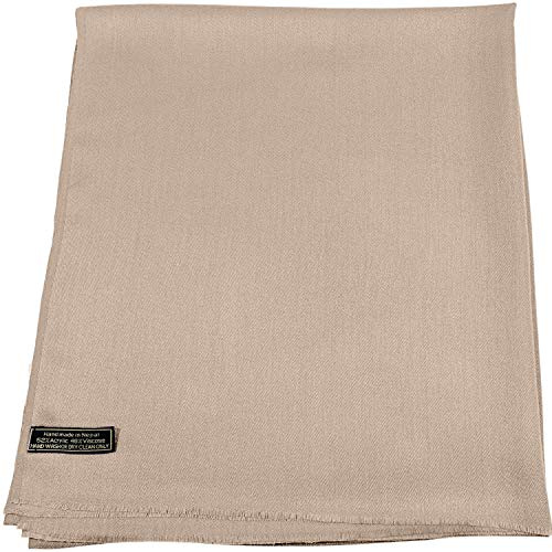CJ Apparel Enfärgad Fransdesign Nepalesisk Sjal, Rosa beige, one size